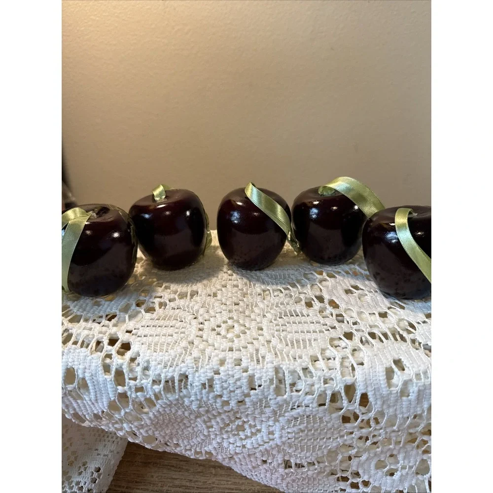 Set Of 5 Hand Painted Apple Ornaments